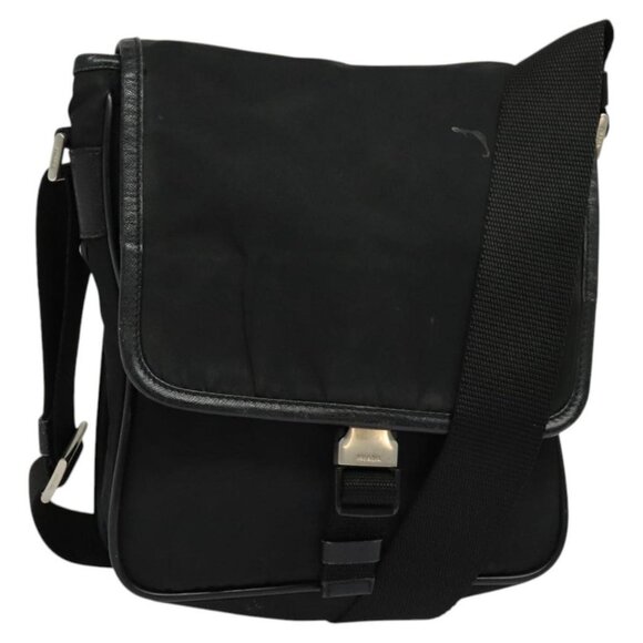 PRADA Shoulder Bag Nylon Black Auth bs24278 - Picture 1 of 16